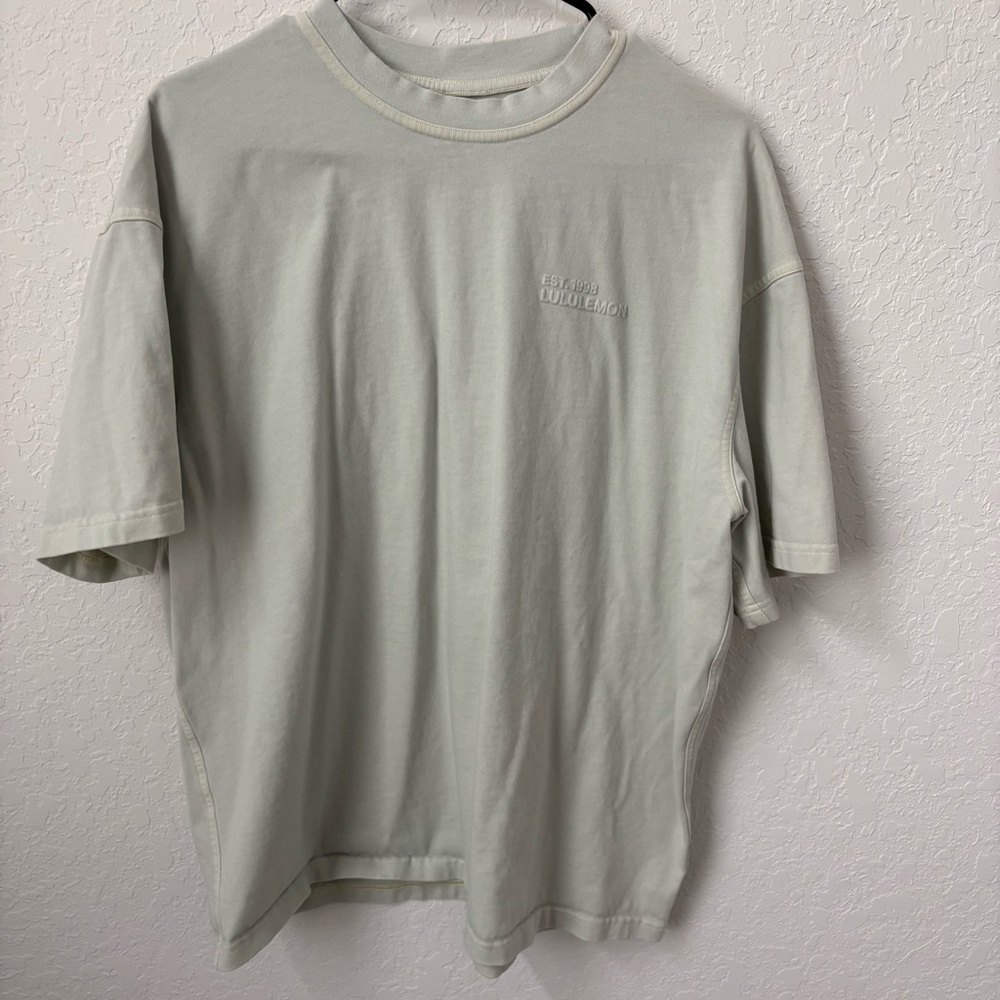 Lululemon Men's Sage Green Short-Sleeve Cotton Crew Tee, Size Large